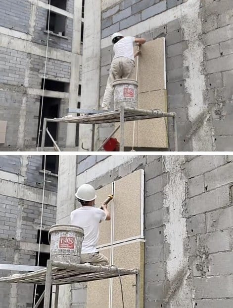 Install metal insulation composite panel